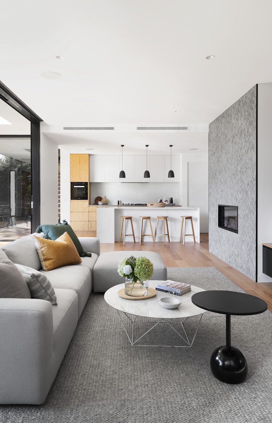 Landscaped outdoor environment framing architecture